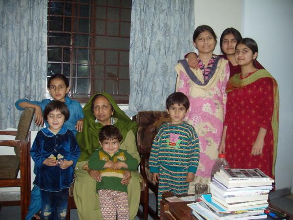 Farhat with grandchildren